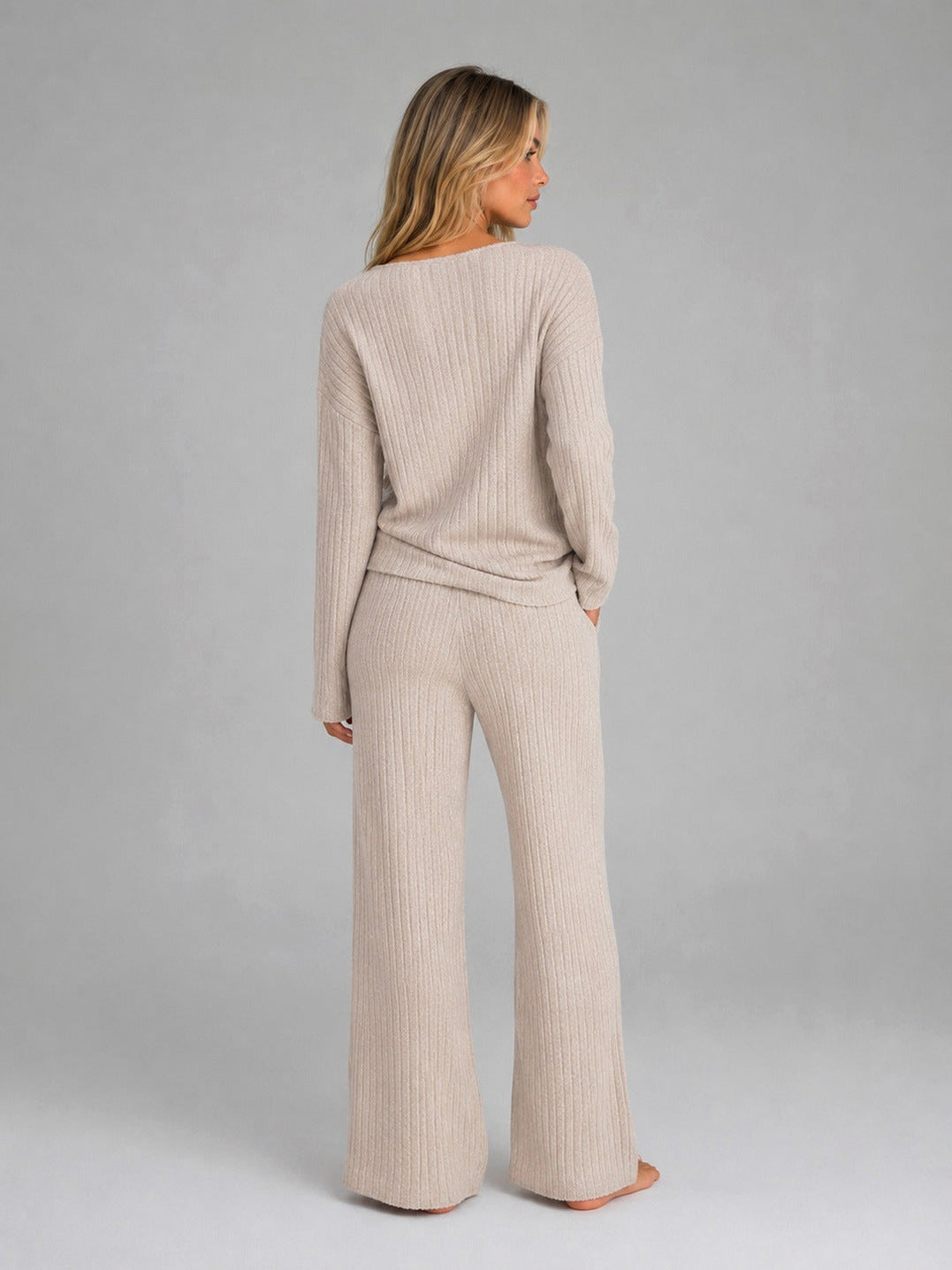 Knit Ribbed Wide Leg Co Ord Set