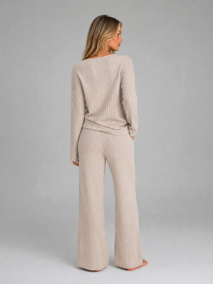 Knit Ribbed Wide Leg Co Ord Set