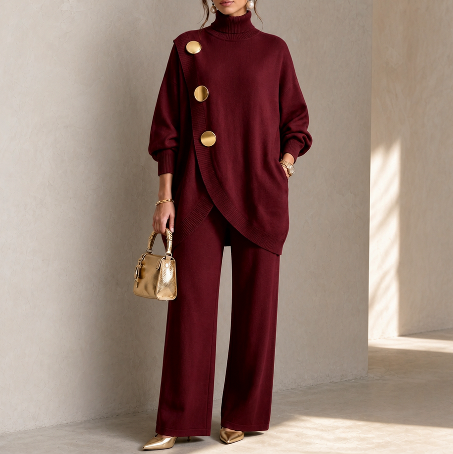 Knit Roll Neck Long Sleeve Co Ord Set