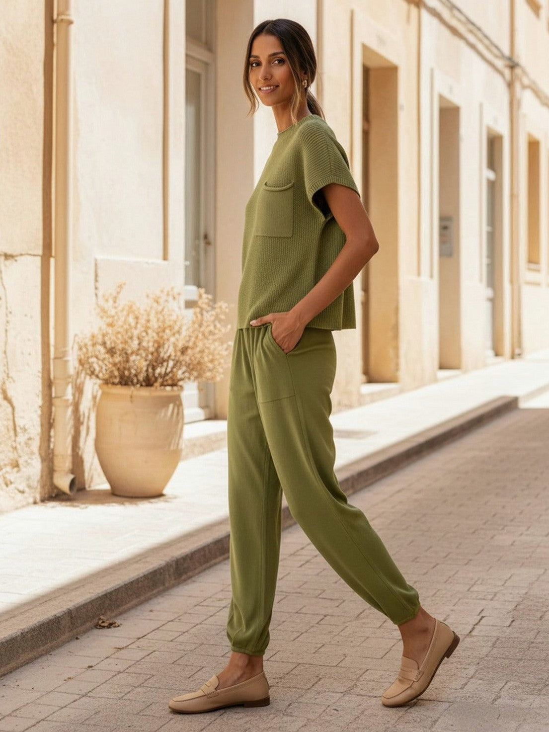 Knit Short Sleeve Co Ord Set