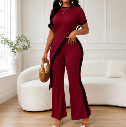 Ribbed Knit Flared Leg Co Ord Set