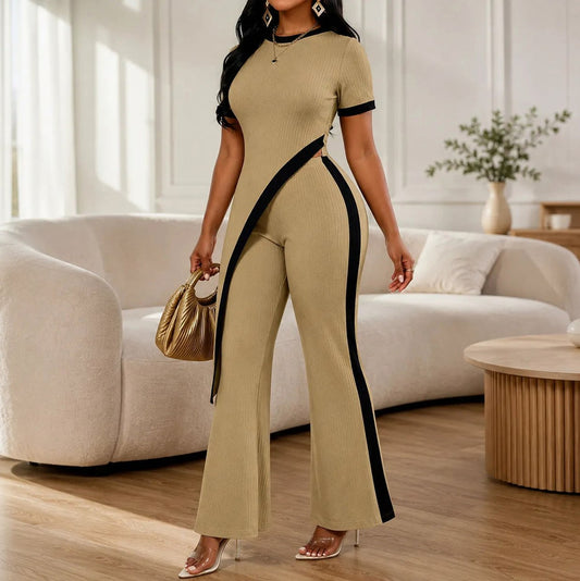 Ribbed Knit Flared Leg Co Ord Set