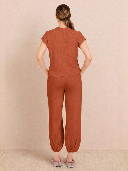 Knit Short Sleeve Co Ord Set