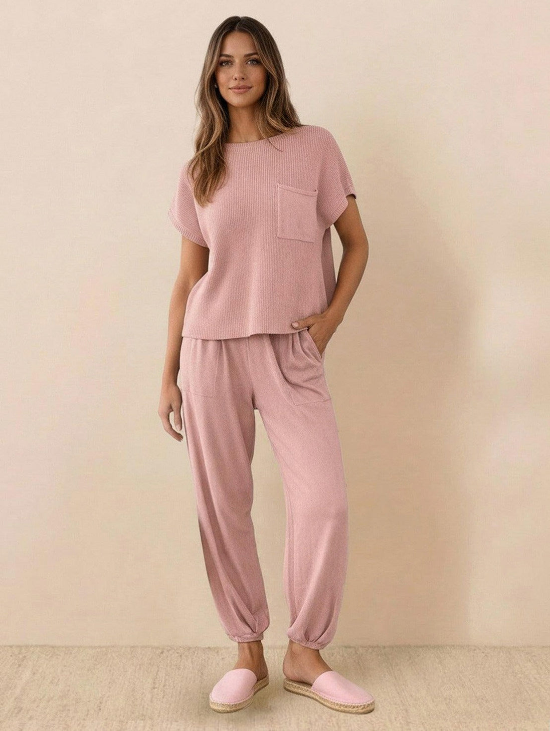 Knit Short Sleeve Co Ord Set