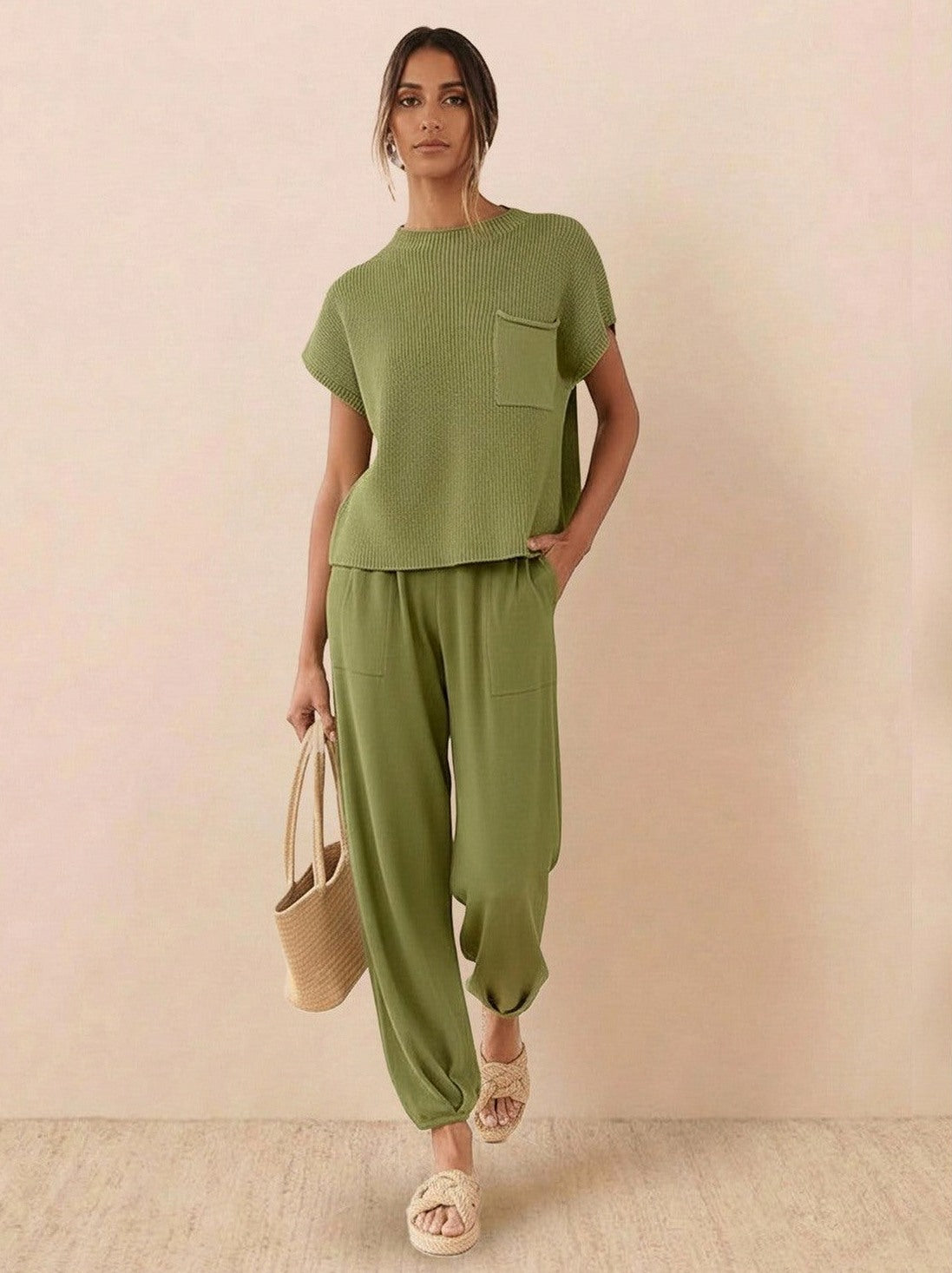 Knit Short Sleeve Co Ord Set