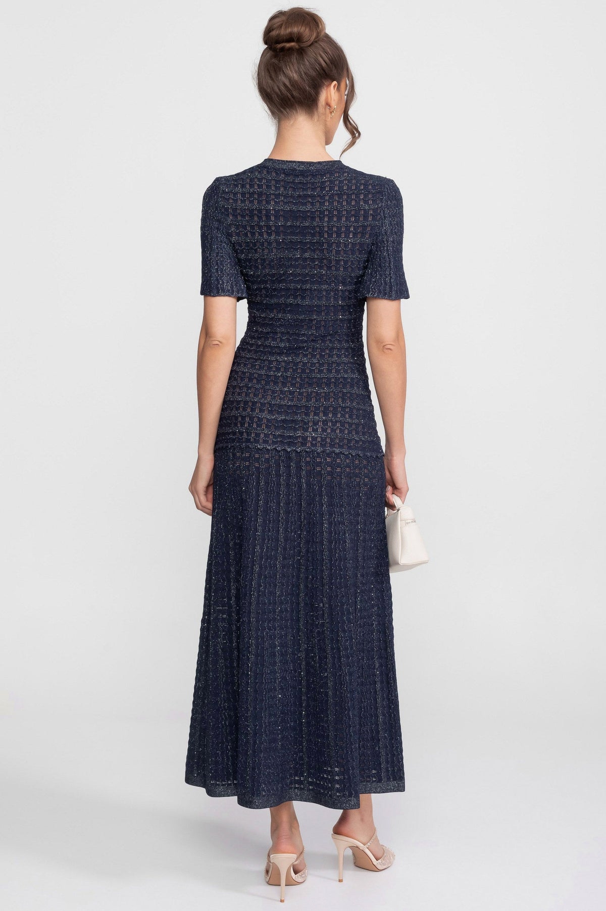 Knit Short Sleeve Pleated Maxi Dress