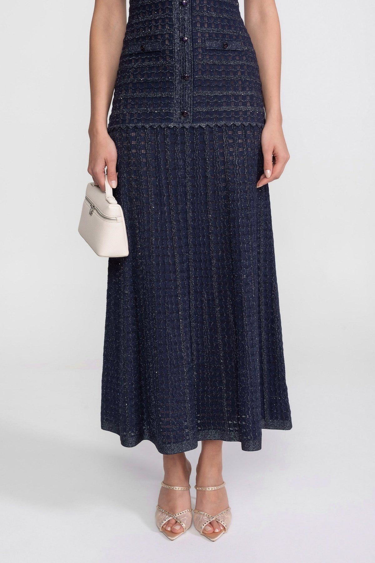Knit Short Sleeve Pleated Maxi Dress