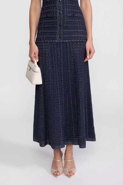 Knit Short Sleeve Pleated Maxi Dress
