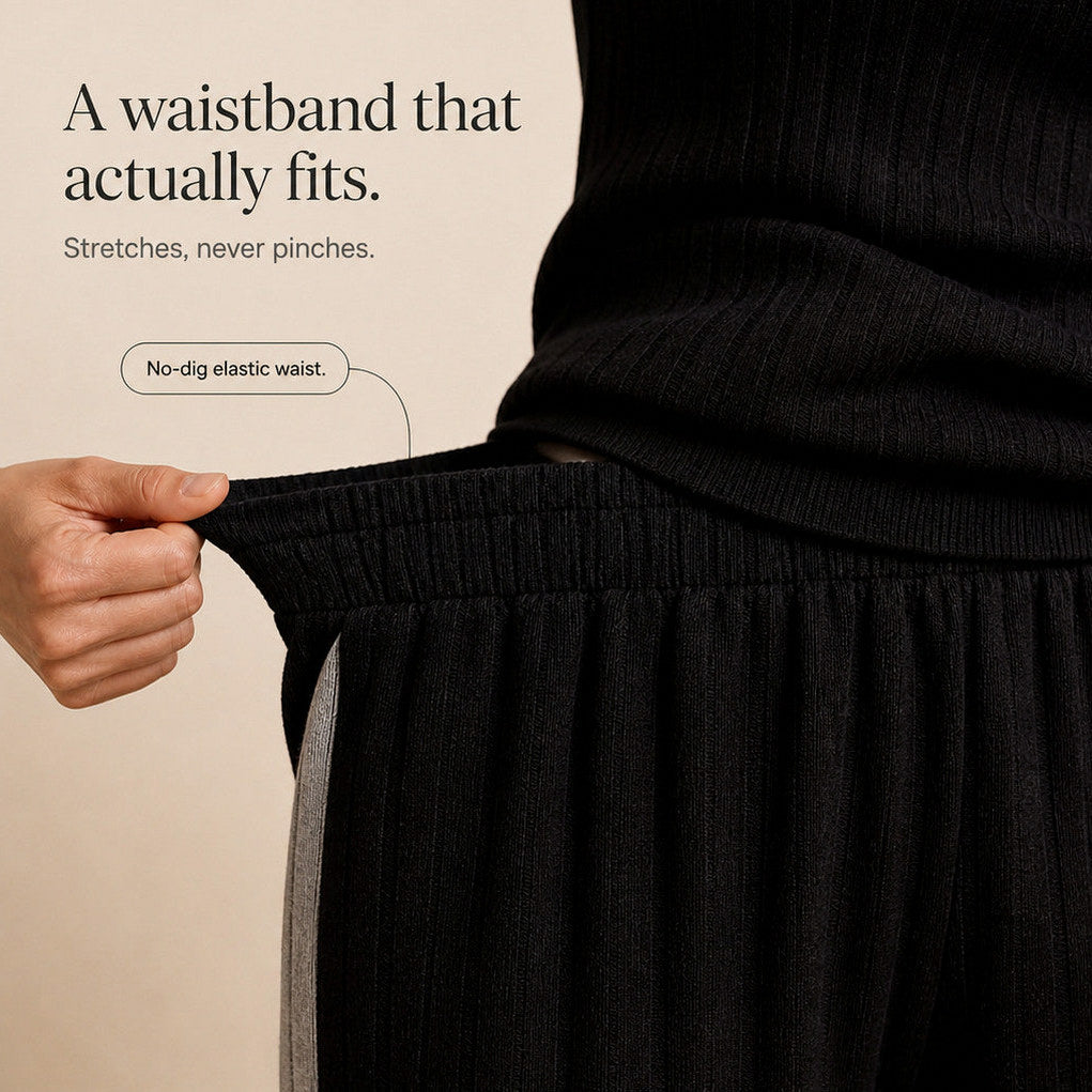 Knit Ribbed Side Stripe Half Zip Co Ord Set