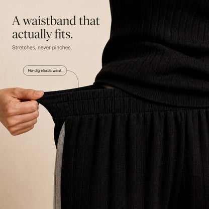 Knit Ribbed Side Stripe Half Zip Co Ord Set