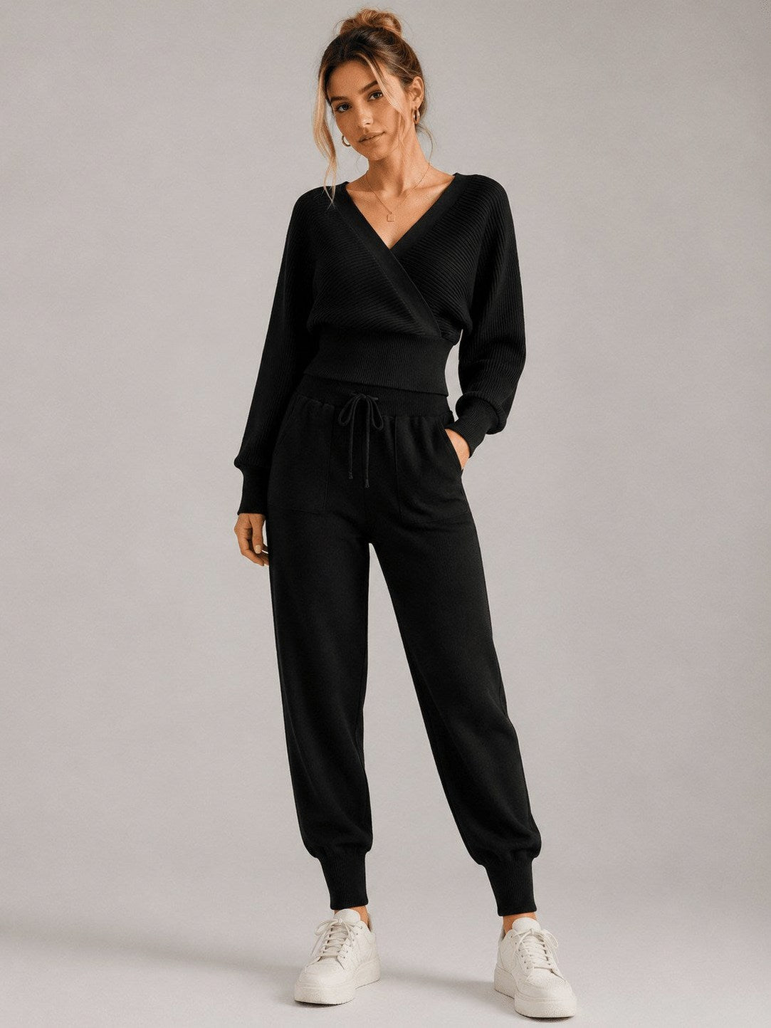 Knit Wrap Long Sleeve Co Ord Set