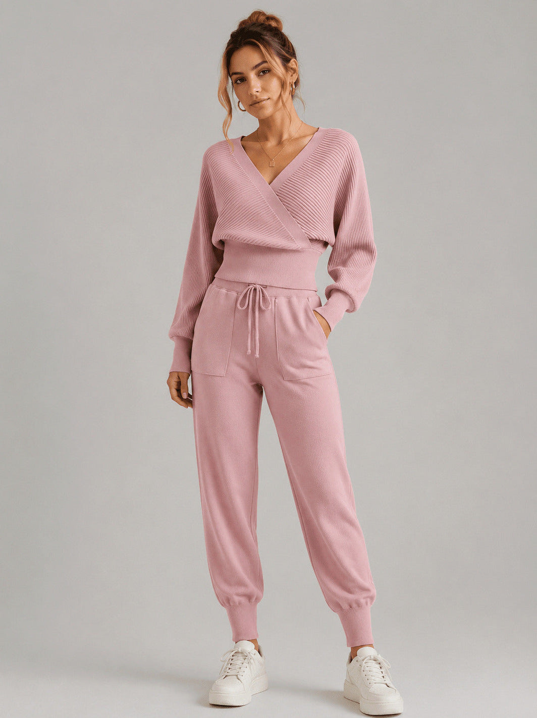 Knit Wrap Long Sleeve Co Ord Set