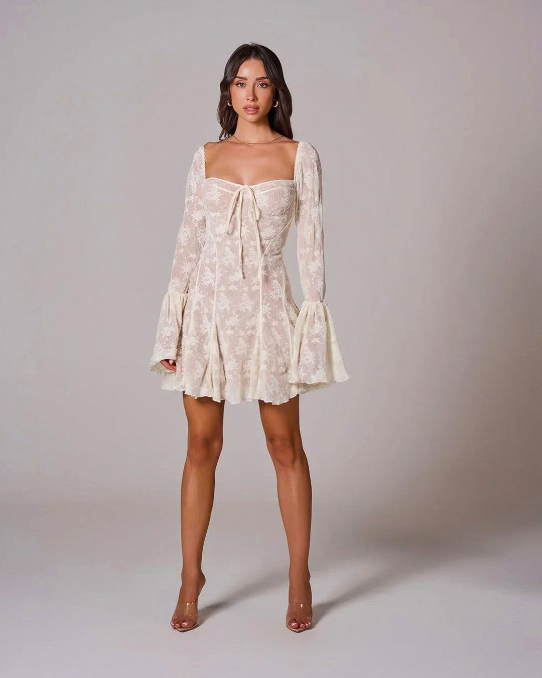 Lace Corset Long Sleeve Mini Dress