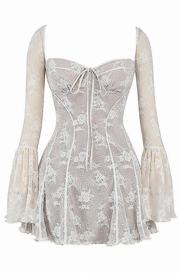 Lace Corset Long Sleeve Mini Dress