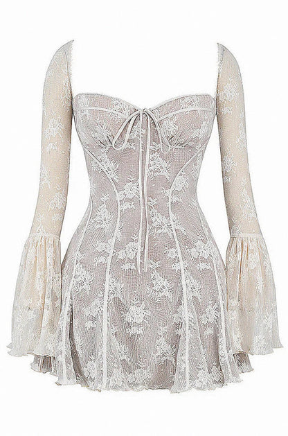 Lace Corset Long Sleeve Mini Dress