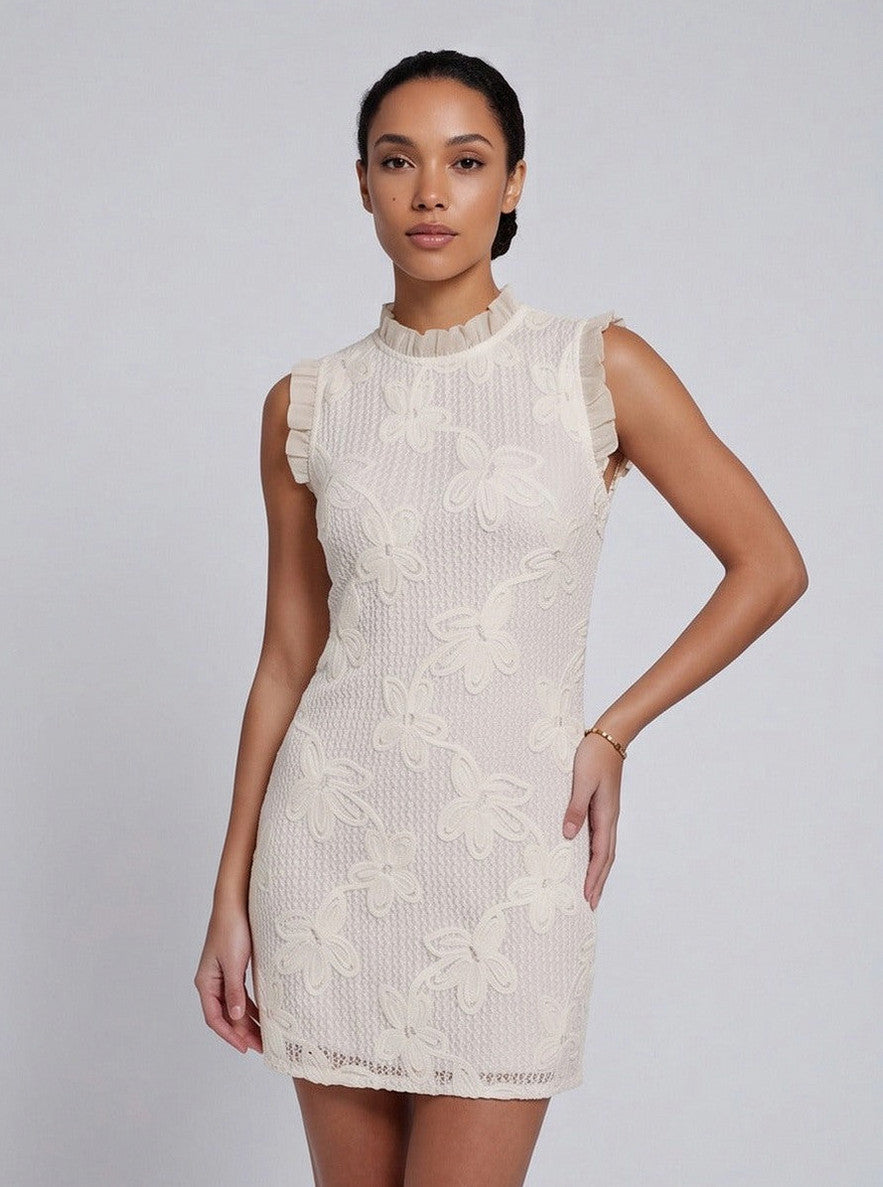 Lace Floral Ruffle Mini Dress