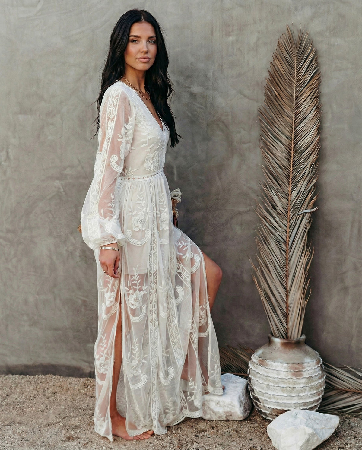 Lace Long Sleeve Maxi Dress