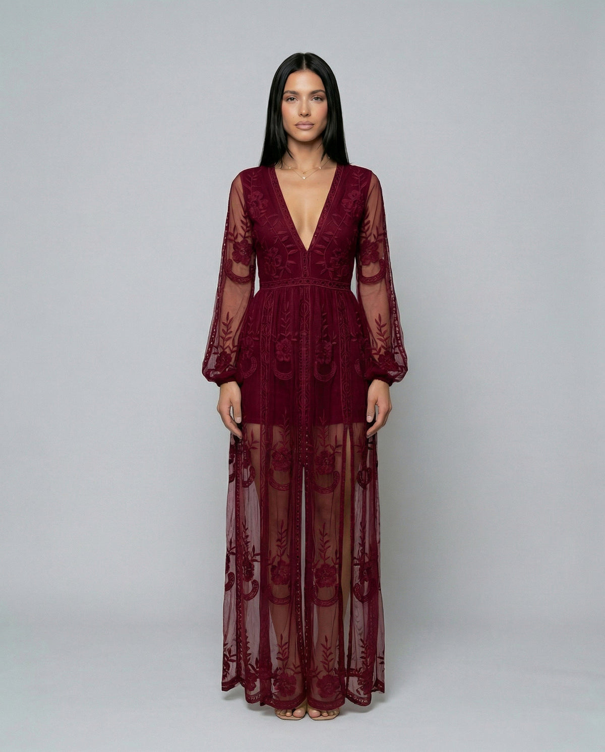 Lace Long Sleeve Maxi Dress