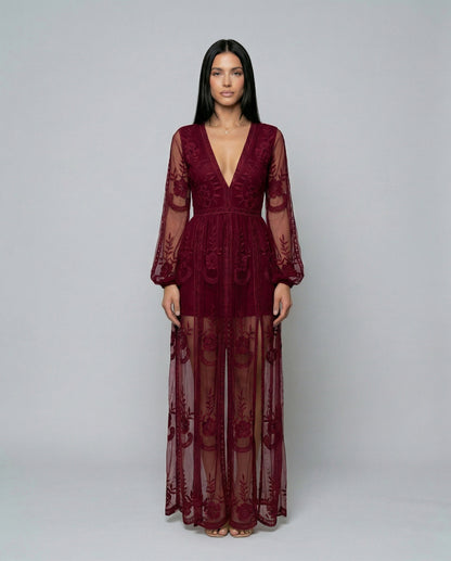 Lace Long Sleeve Maxi Dress