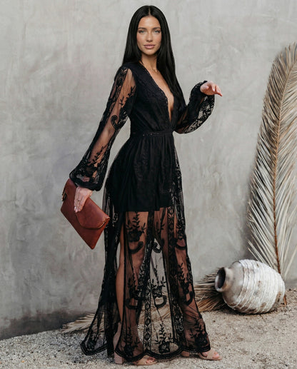 Lace Long Sleeve Maxi Dress