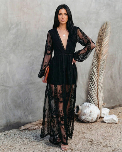 Lace Long Sleeve Maxi Dress