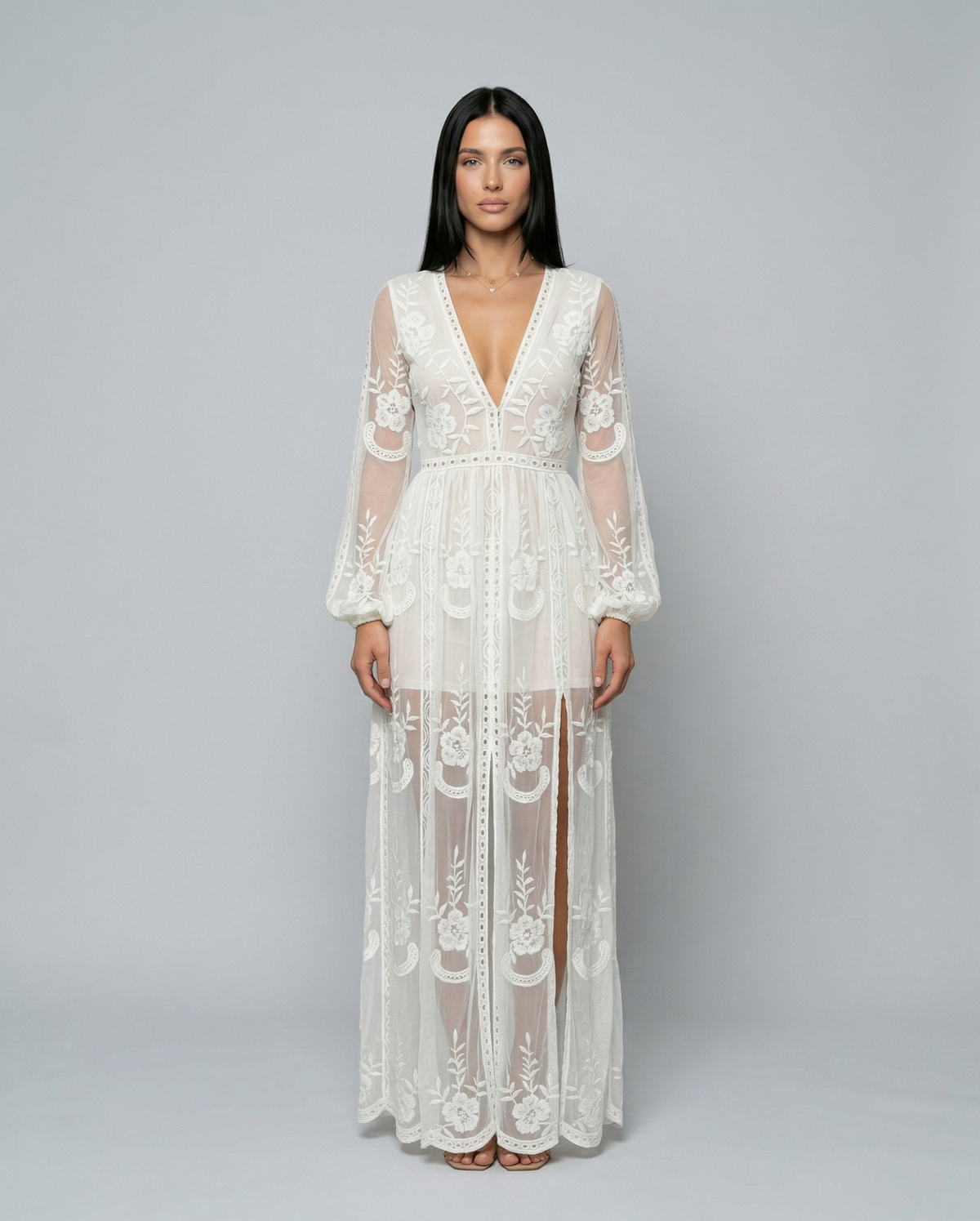 Lace Long Sleeve Maxi Dress