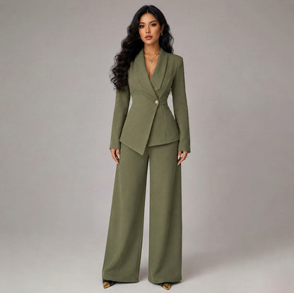 Long Sleeve Asymmetric Trouser Co Ord Set
