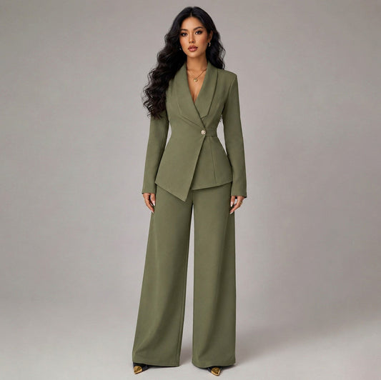 Long Sleeve Asymmetric Trouser Co Ord Set