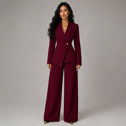Long Sleeve Asymmetric Trouser Co Ord Set