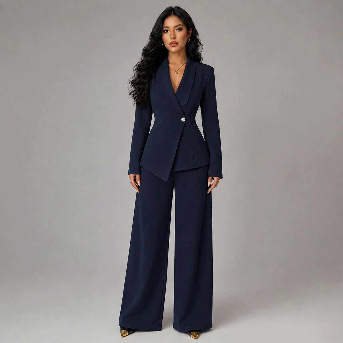 Long Sleeve Asymmetric Trouser Co Ord Set