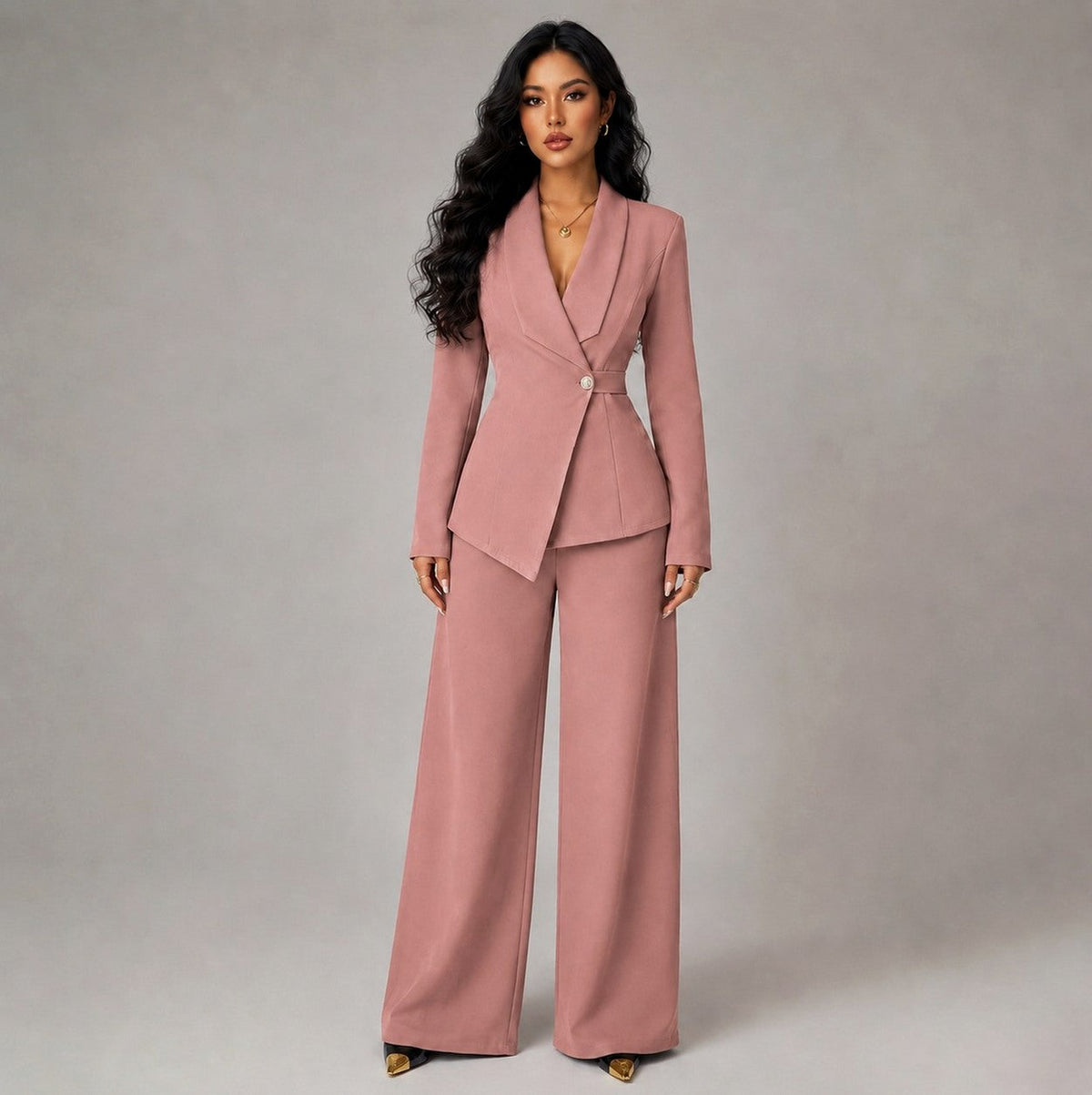 Long Sleeve Asymmetric Trouser Co Ord Set
