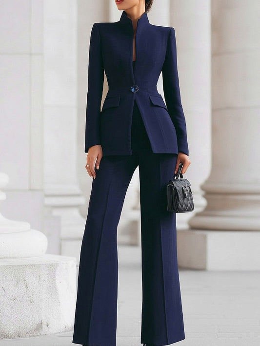 Long Sleeve Blazer and Wide Leg Trousers Co Ord Set