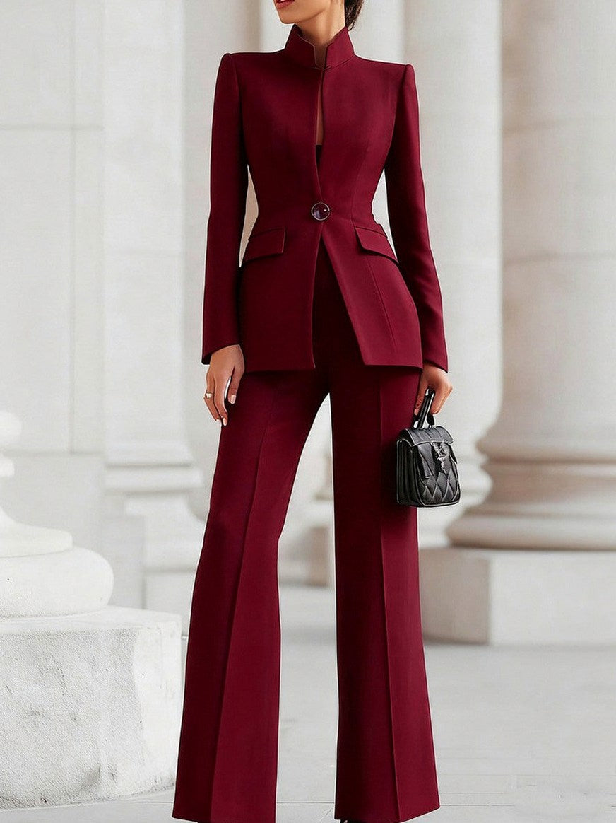 Long Sleeve Blazer and Wide Leg Trousers Co Ord Set