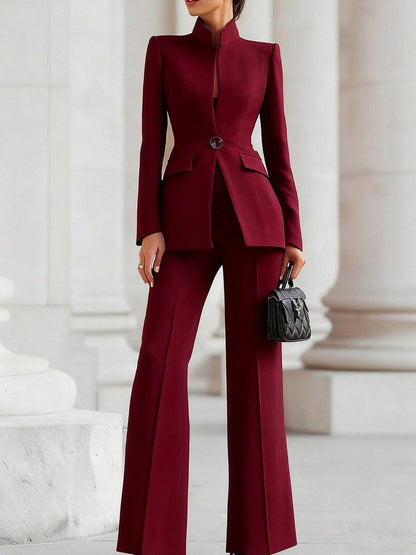 Long Sleeve Blazer and Wide Leg Trousers Co Ord Set