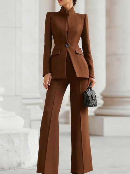 Long Sleeve Blazer and Wide Leg Trousers Co Ord Set