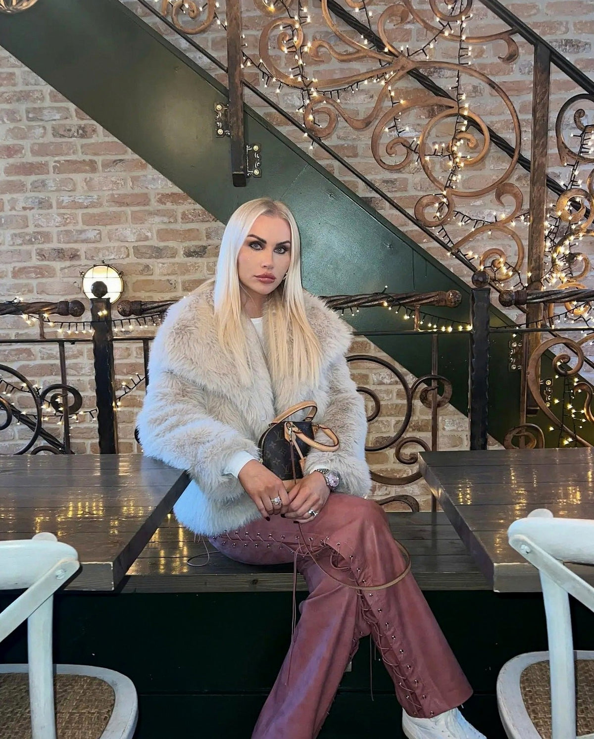 Long Sleeve Cropped Faux Fur Coat