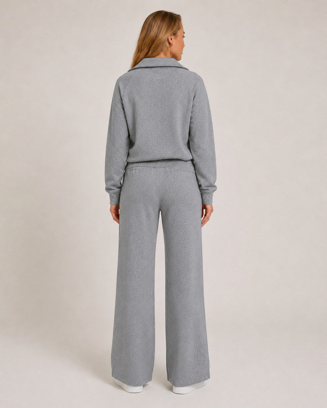 Fleece Half Zip Long Sleeve Wide Leg Co Ord Set
