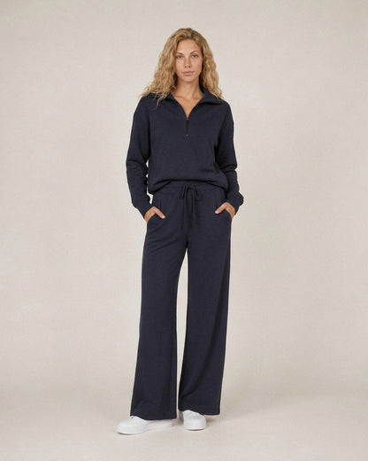 Fleece Half Zip Long Sleeve Wide Leg Co Ord Set