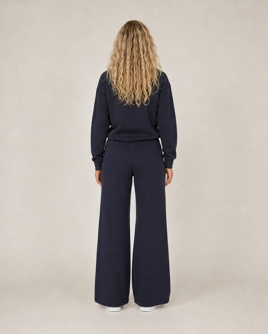Fleece Half Zip Long Sleeve Wide Leg Co Ord Set