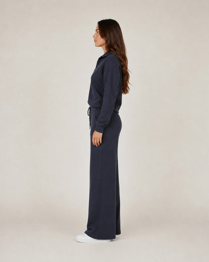 Fleece Half Zip Long Sleeve Wide Leg Co Ord Set