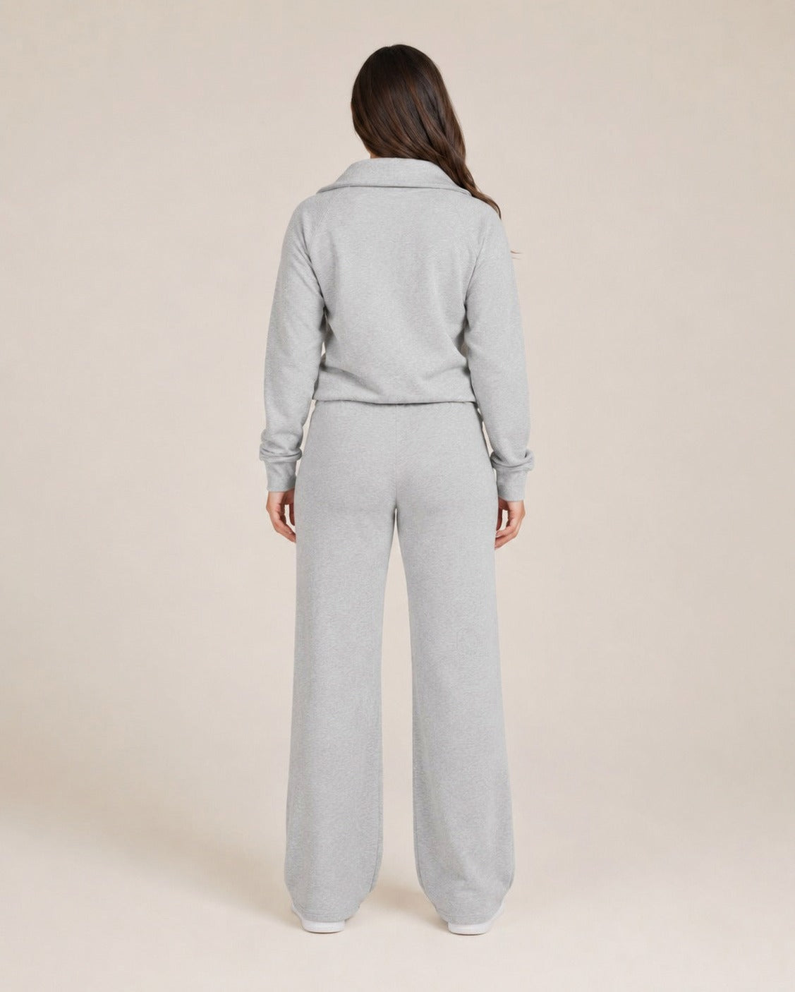 Fleece Half Zip Long Sleeve Wide Leg Co Ord Set