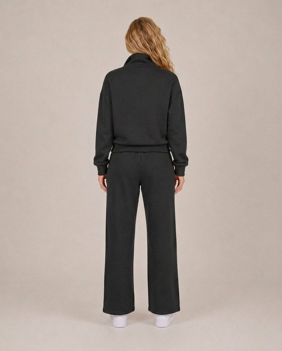 Fleece Half Zip Long Sleeve Wide Leg Co Ord Set