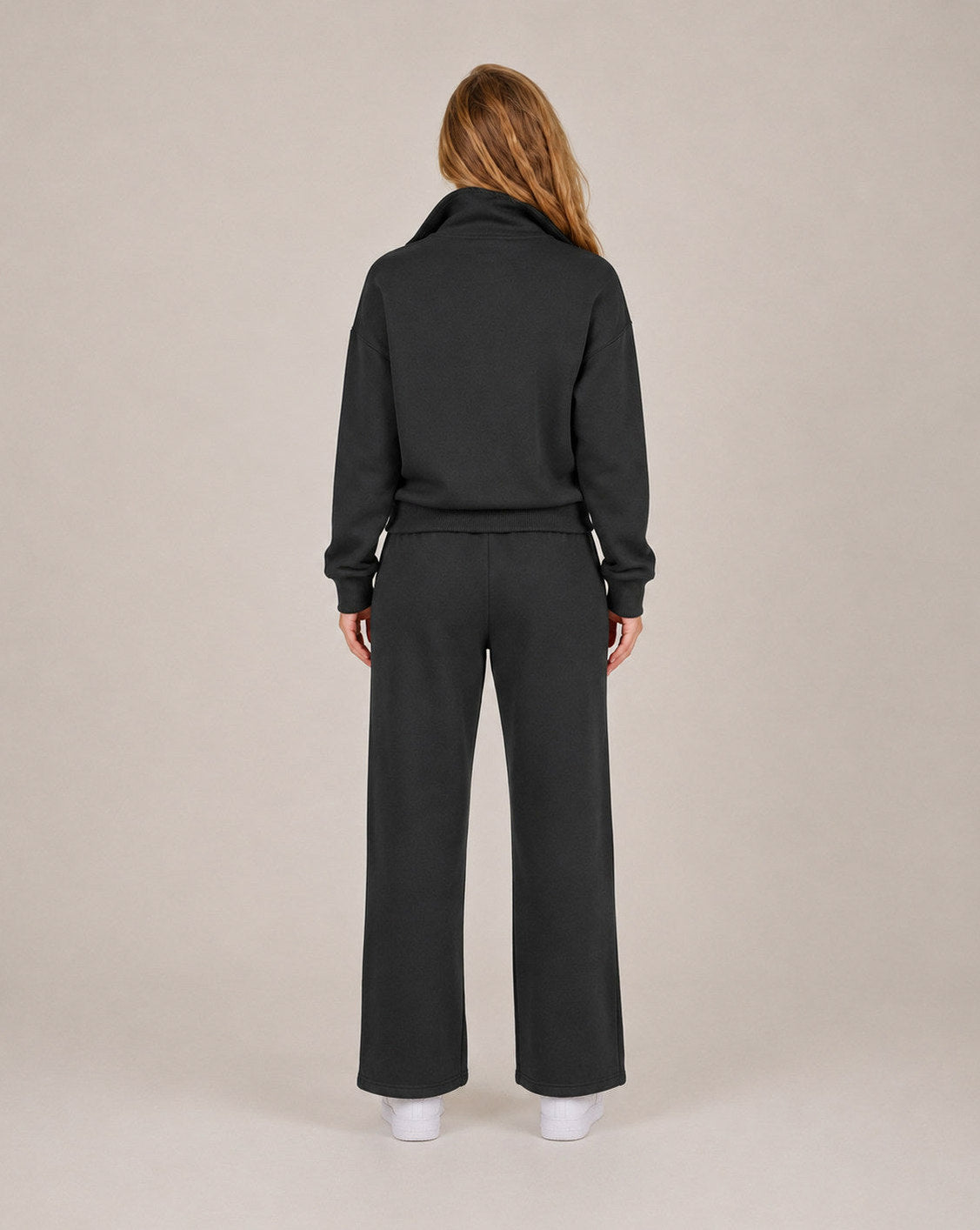 Fleece Half Zip Long Sleeve Wide Leg Co Ord Set