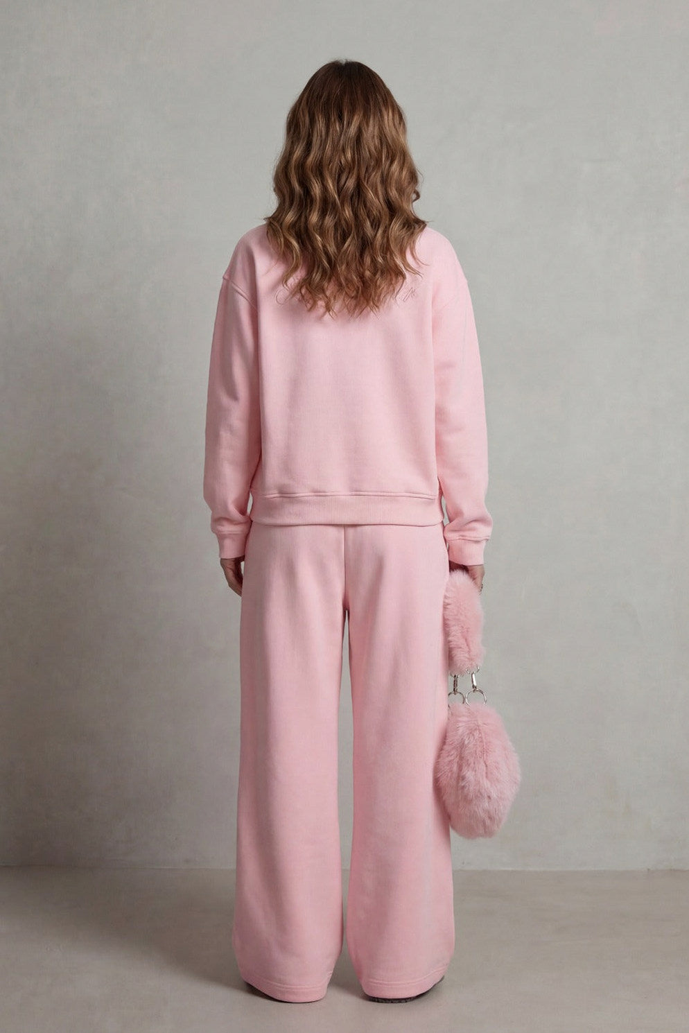 Fleece Funnel Neck Half Zip Long Sleeve Two Piece Set