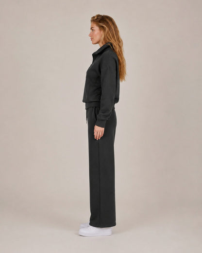 Fleece Half Zip Long Sleeve Wide Leg Co Ord Set