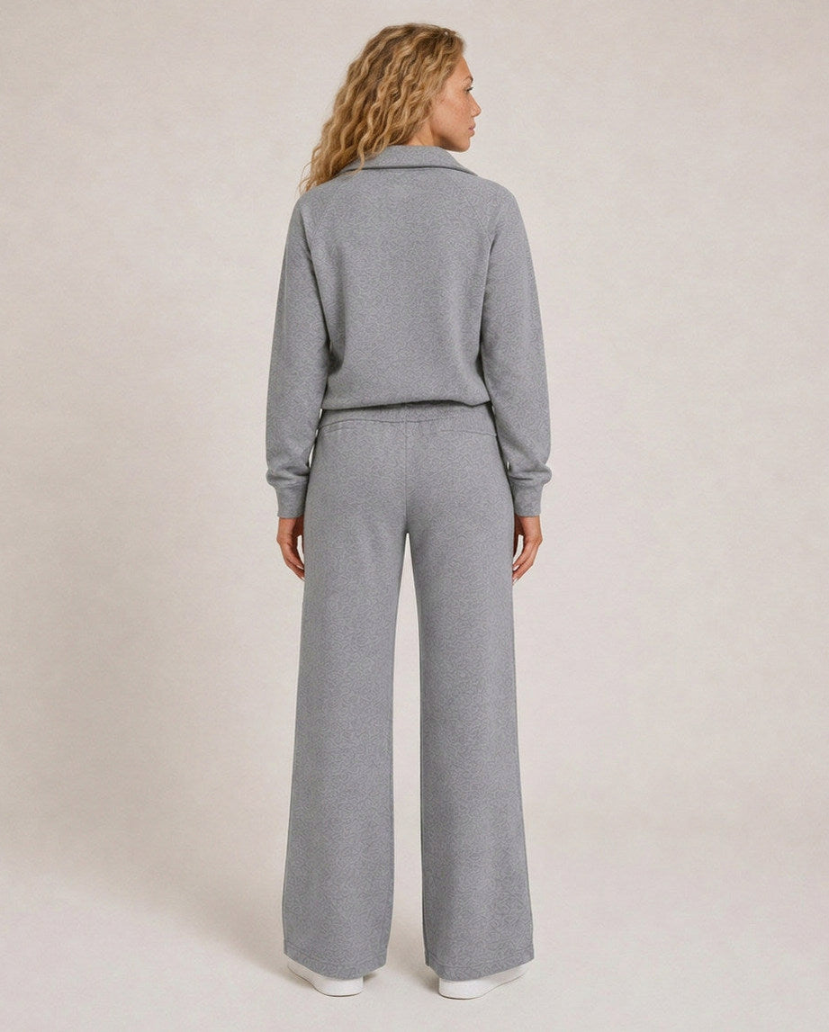 Fleece Half Zip Long Sleeve Wide Leg Co Ord Set