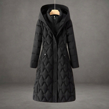 Long Sleeve Hooded Quilted Coat