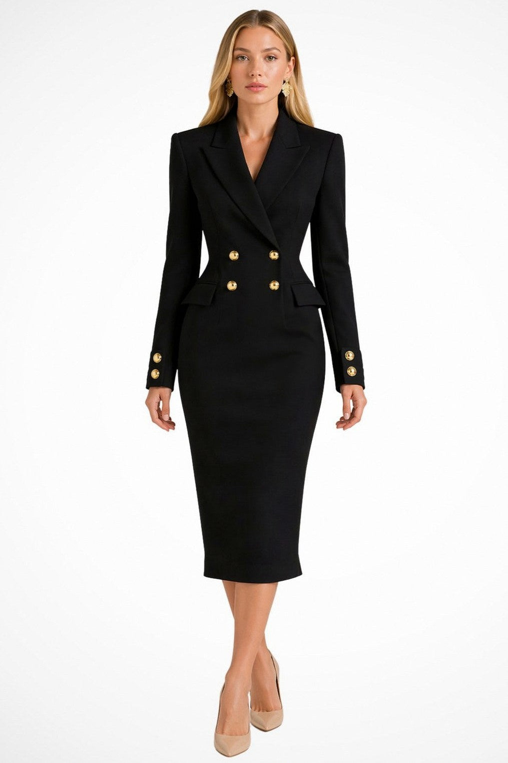 Long Sleeve Midi Blazer Dress