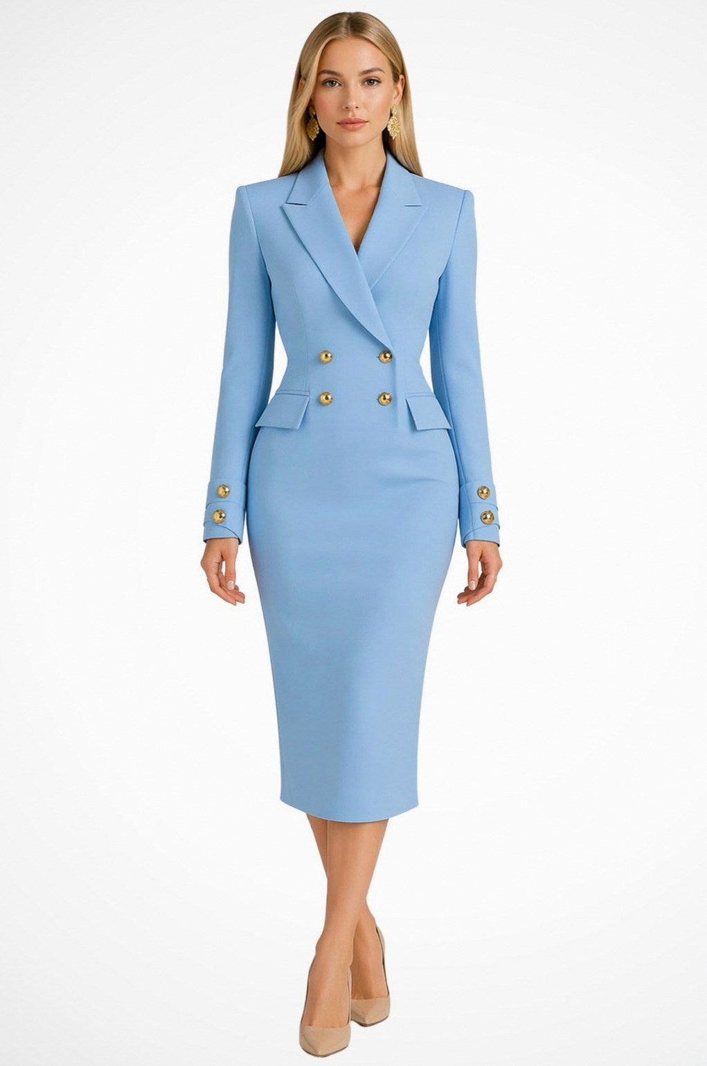 Long Sleeve Midi Blazer Dress