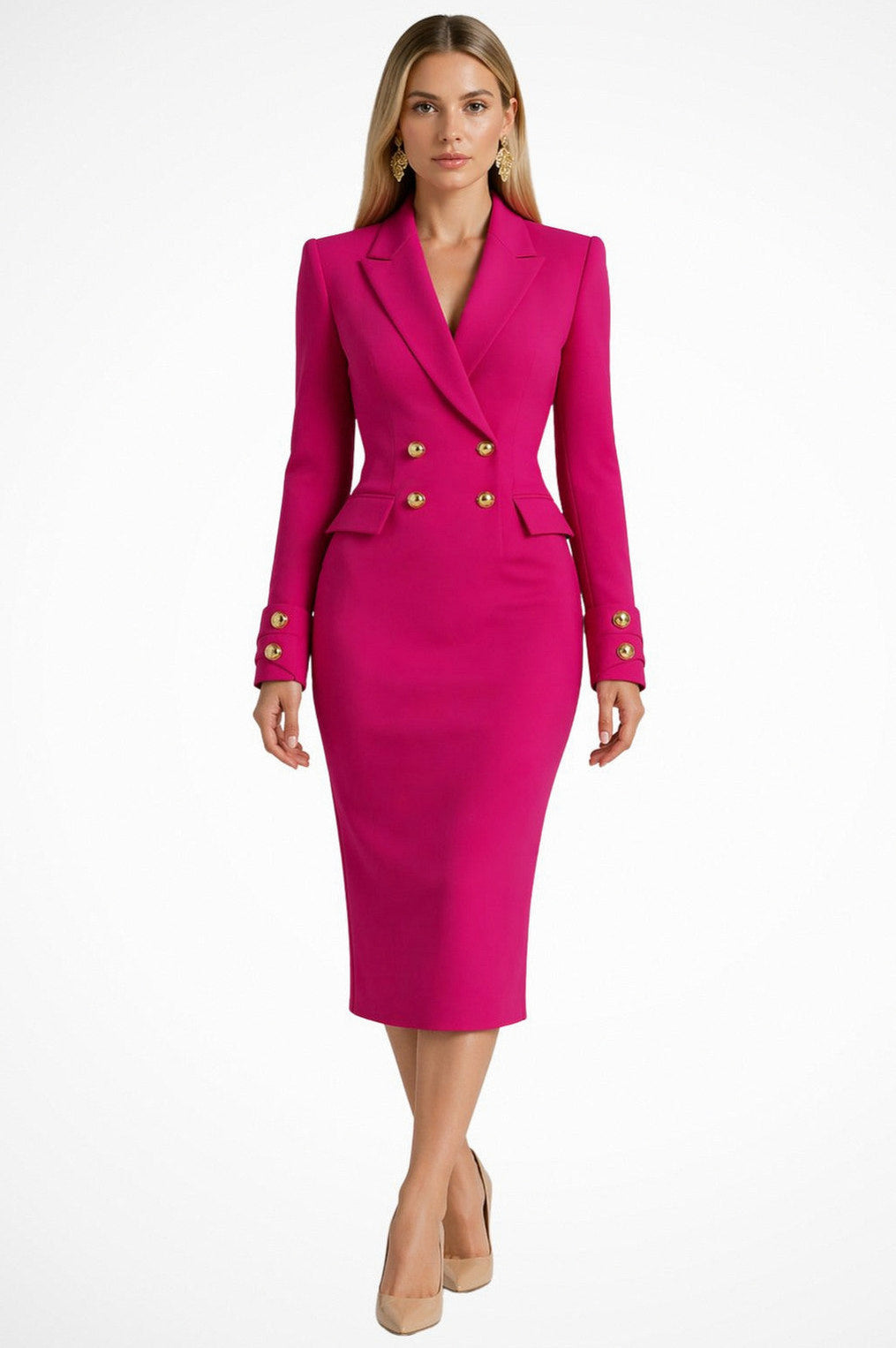 Long Sleeve Midi Blazer Dress